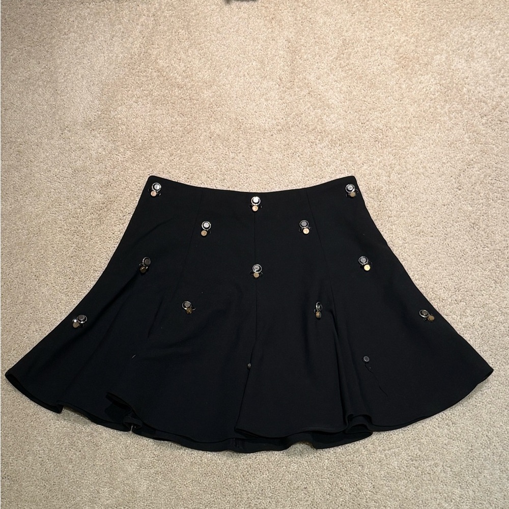 Elizabeth and James Black Skater Mini Skirt with Silver Embellishments